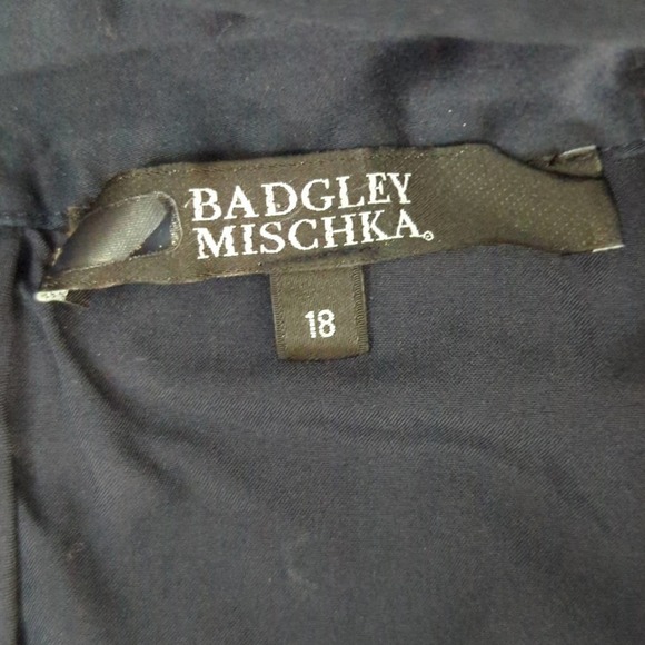 Bradgley Mischka Navy Embroidered Floral Sheath‎ Dress - Picture 12 of 13
